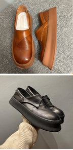 Retro casual shoes with thick soles; high-quality leather shoes specially designed for men.