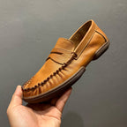 Fashionable business-style casual men's shoes - high-quality cowhide - summer comfortable loafers