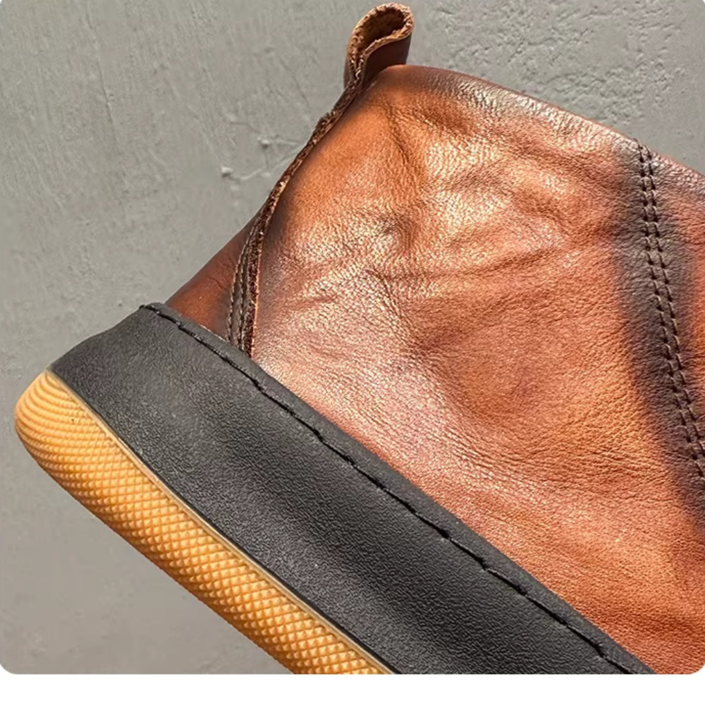 New trendy high street style leather high-top shoes, retro thick-soled fashionable high street boots