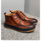New trendy high street style leather high-top shoes, retro thick-soled fashionable high street boots