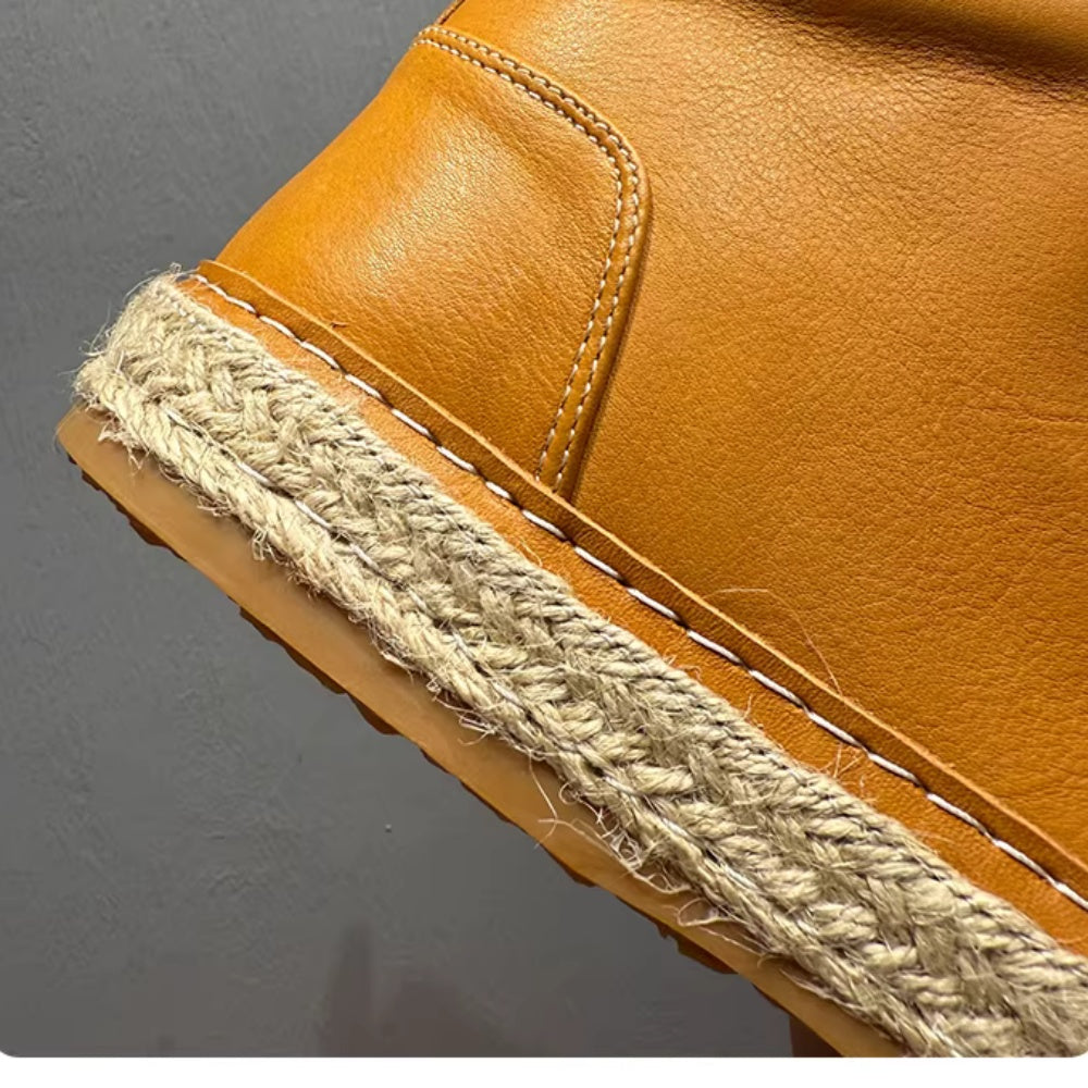 New men's leather shoes - Slip-resistant and durable, suitable for casual wear men's high-top shoes