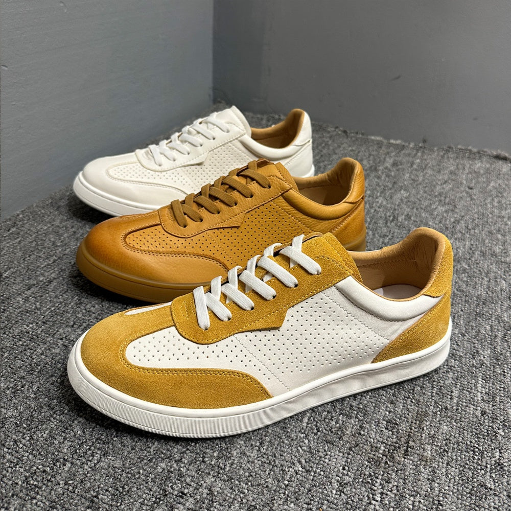Men's classic leather sports shoes - featuring a breathable porous design and retro Deke style