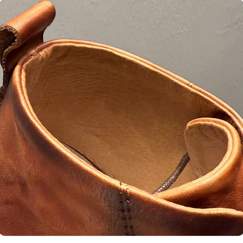 New trendy high street style leather high-top shoes, retro thick-soled fashionable high street boots