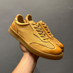 Men's classic leather sports shoes - featuring a breathable porous design and retro Deke style