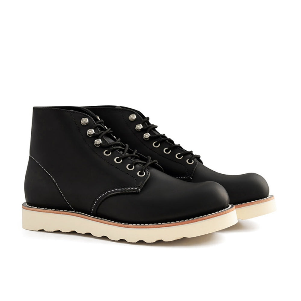 WL Goodyear-taped genuine leather custom-made black boots - fashionable high street casual boots
