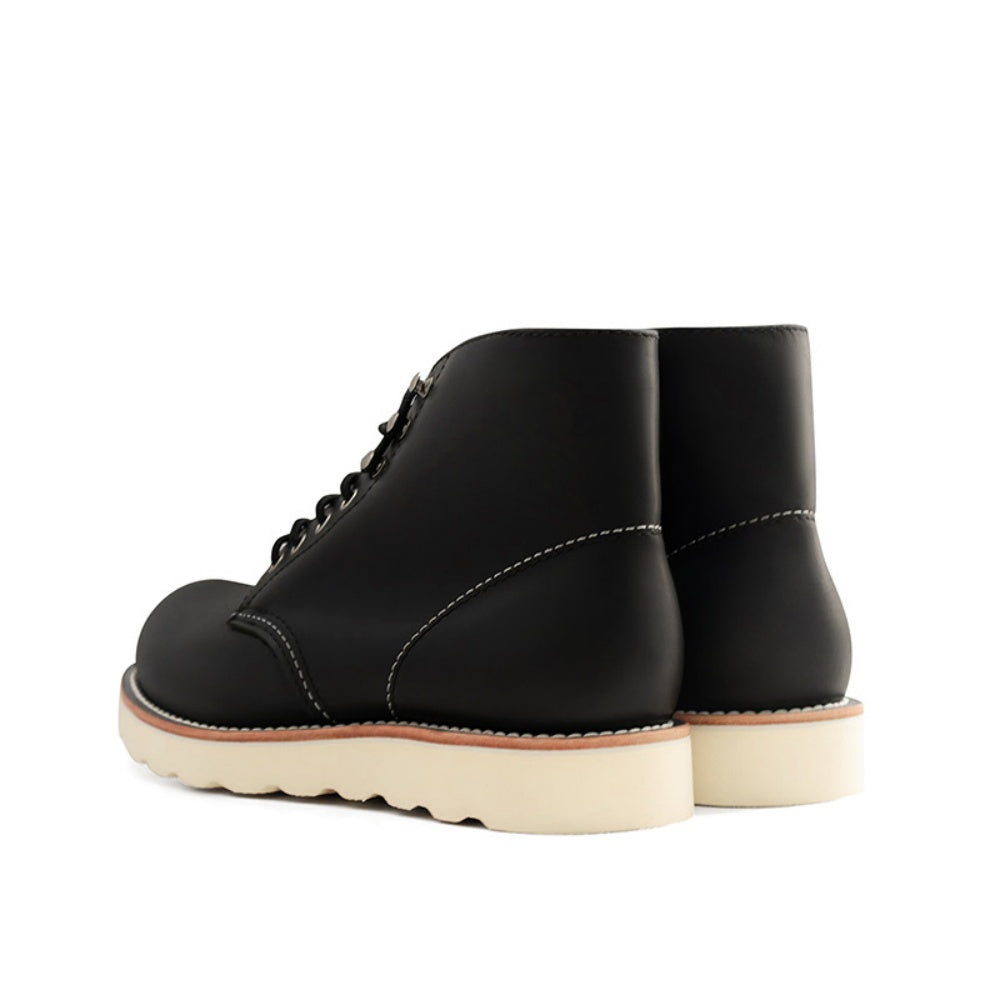 WL Goodyear-taped genuine leather custom-made black boots - fashionable high street casual boots