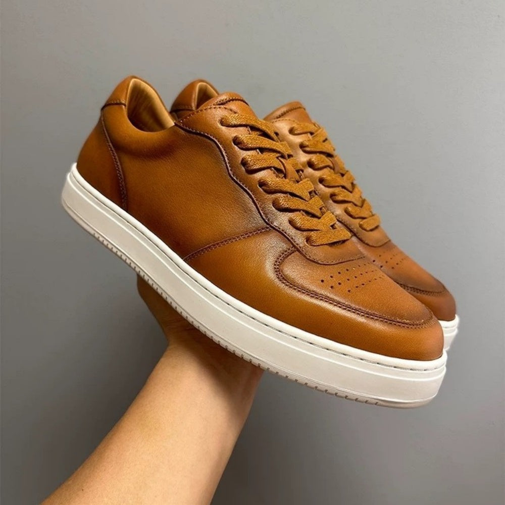 Men's stylish retro breathable and comfortable leather low-top sports shoes - versatile casual shoes