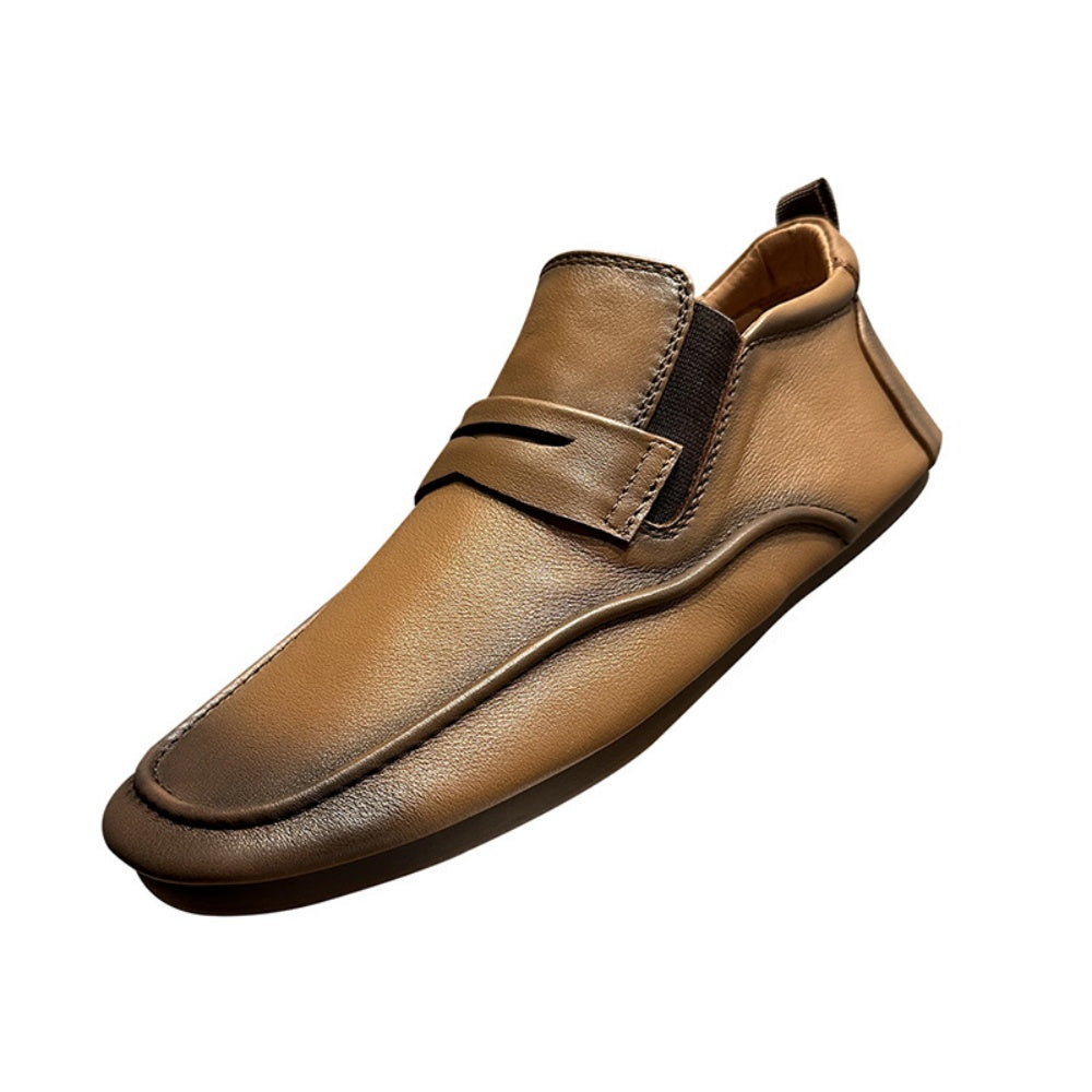 Men's retro-style handcrafted leather casual street shoes - short boots - soft leather - round toe