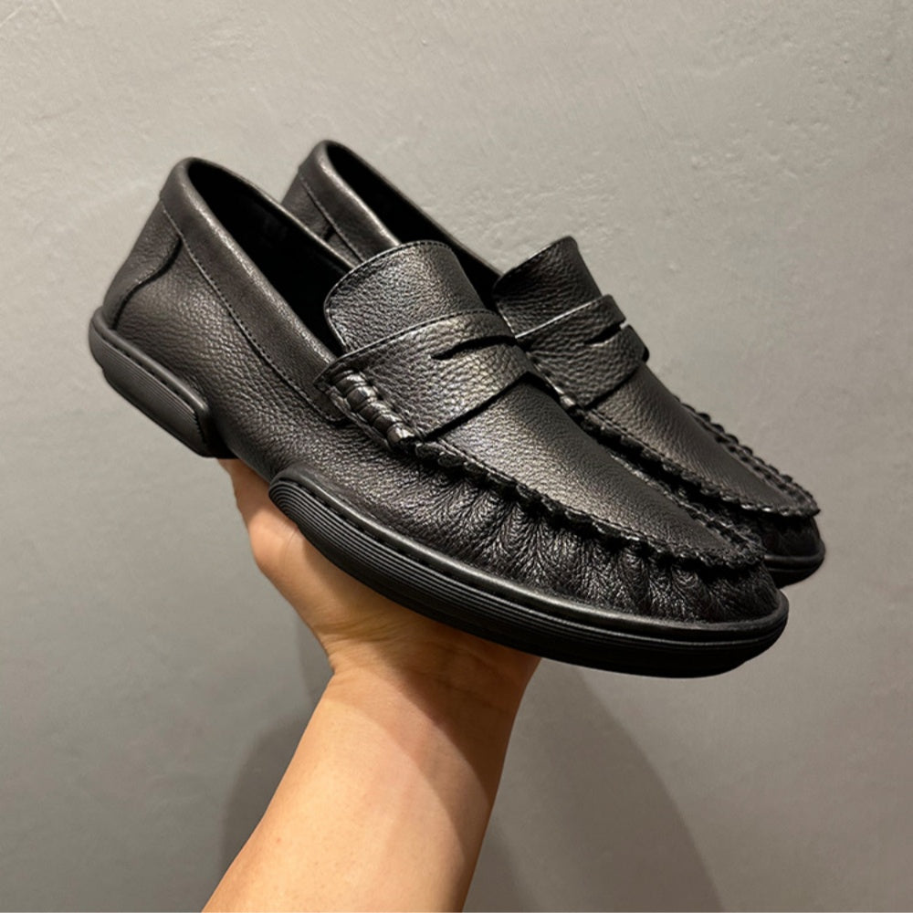 Fashionable business-style casual men's shoes - high-quality cowhide - summer comfortable loafers
