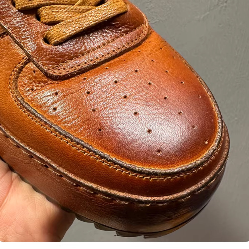 Men's retro leather casual shoes, lightweight and breathable outdoor sports casual shoes.