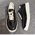 Leather board shoes - New trendy casual shoes, pure leather thick-soled sports shoes, men's work boots