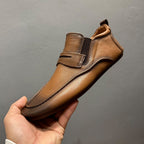 Men's retro-style handcrafted leather casual street shoes - short boots - soft leather - round toe