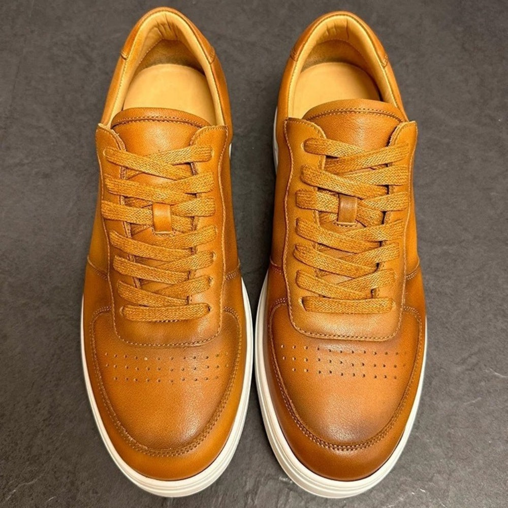 Men's stylish retro breathable and comfortable leather low-top sports shoes - versatile casual shoes