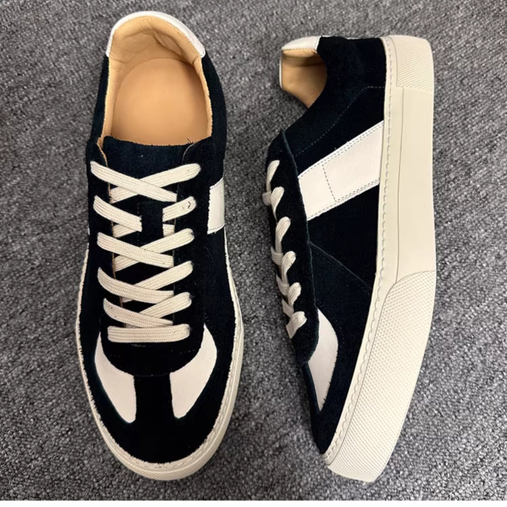 Retro original genuine leather breathable thick-soled high-heeled men's shoes, with a casual style.