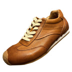 Men's leather sports shoes, featuring a breathable mesh design, with a classic yet fashionable style