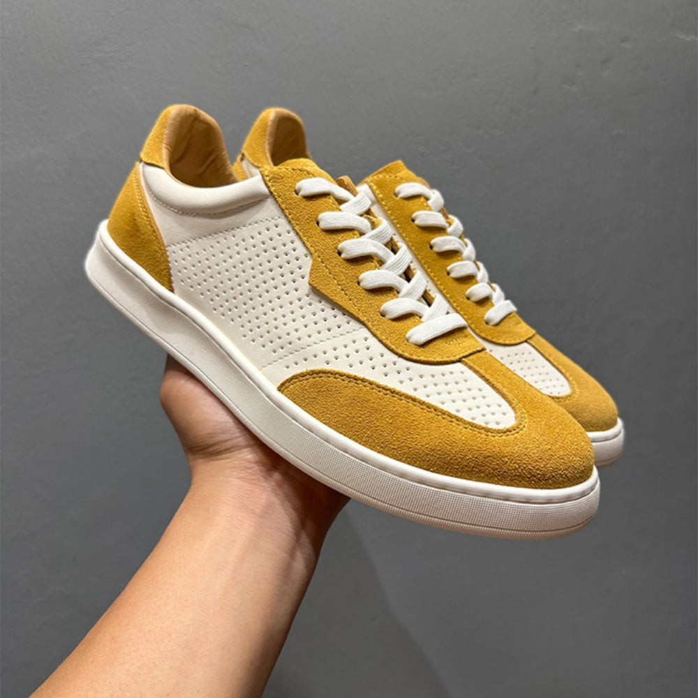 Men's classic leather sports shoes - featuring a breathable porous design and retro Deke style