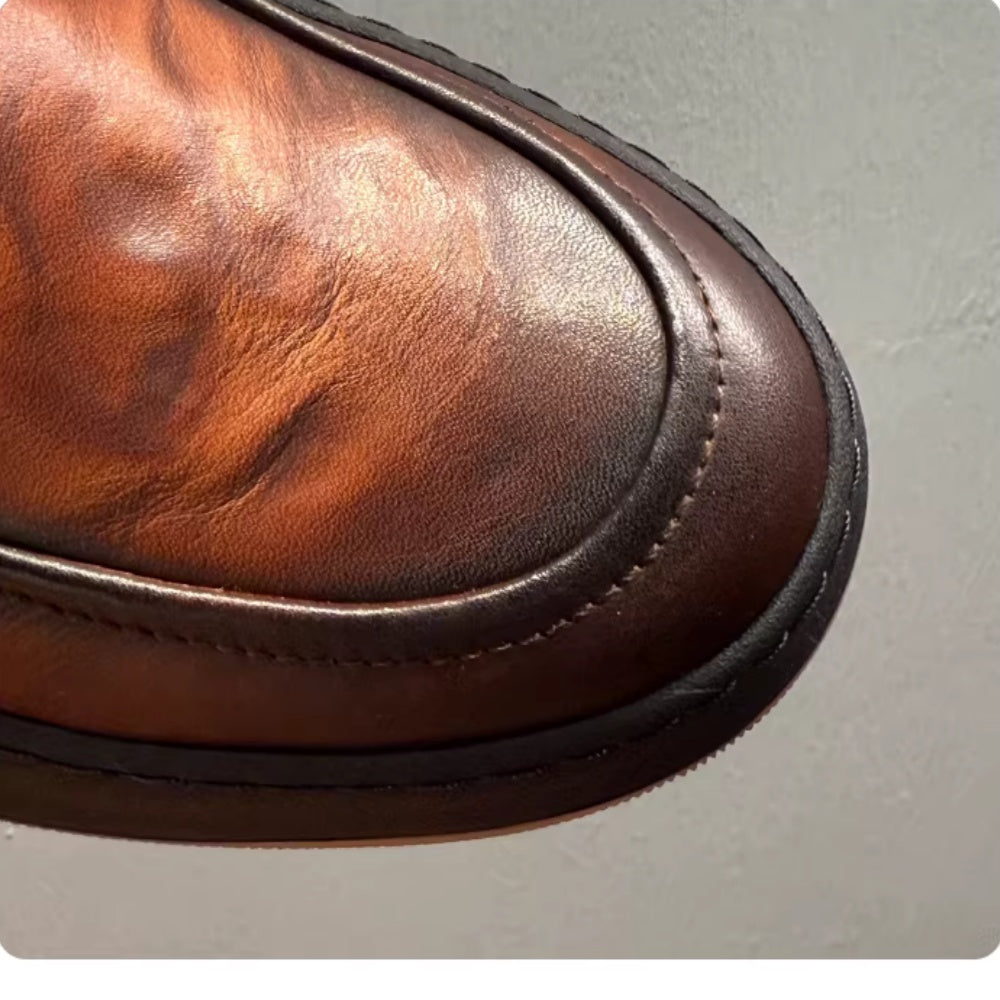 New trendy high street style leather high-top shoes, retro thick-soled fashionable high street boots