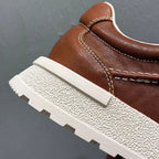 Leather board shoes - New trendy casual shoes, pure leather thick-soled sports shoes, men's work boots
