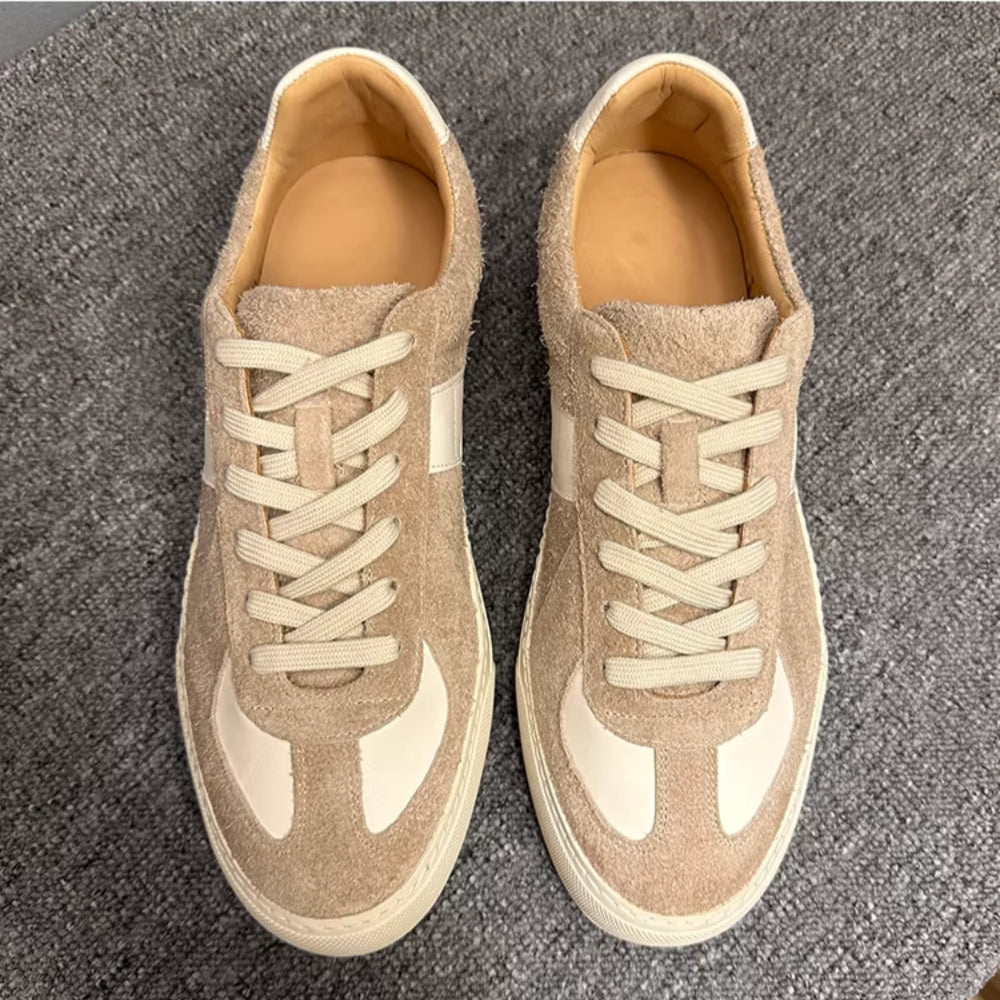 Retro original genuine leather breathable thick-soled high-heeled men's shoes, with a casual style.