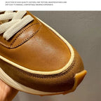 Men's genuine leather thick-soled retro "Forrest Gump" series shoes, with an athletic shoe design.