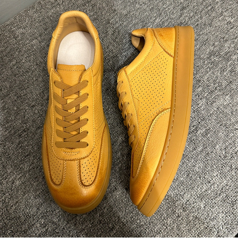 Men's classic leather sports shoes - featuring a breathable porous design and retro Deke style