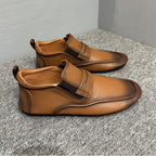 Men's retro-style handcrafted leather casual street shoes - short boots - soft leather - round toe