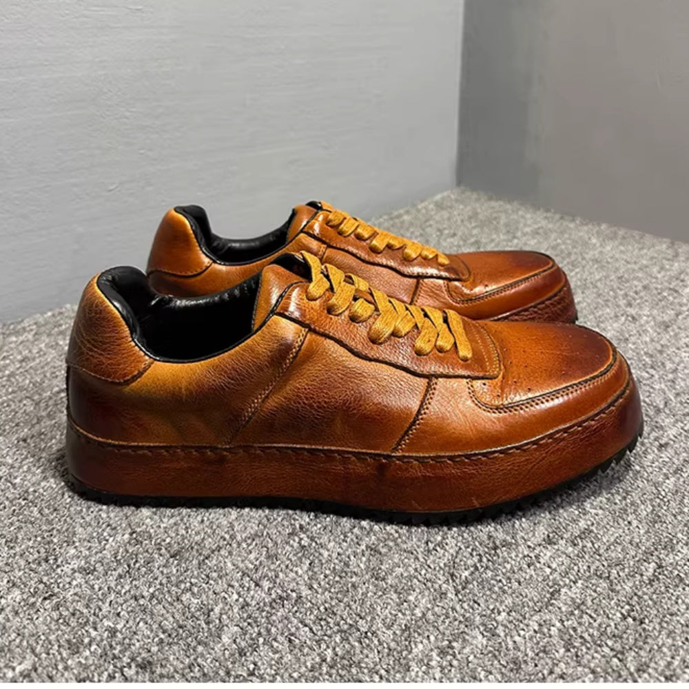 Men's retro leather casual shoes, lightweight and breathable outdoor sports casual shoes.