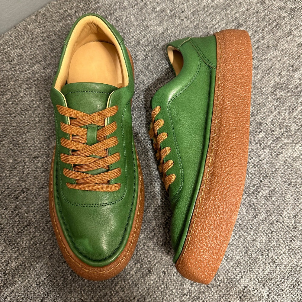 QHCCID Handmade Men's Comfortable Cowhide Leisure Shoes Soft Bottom Casual Men's Shoes