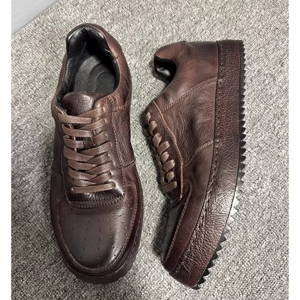 Men's retro leather casual shoes, lightweight and breathable outdoor sports casual shoes.