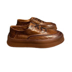 Retro soft leather men's shoes - fashionable casual shoes - men's lace-up breathable shoes