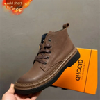 New high-top sports shoes - Men's thick and warm wool shoes - Men's genuine leather casual shoes
