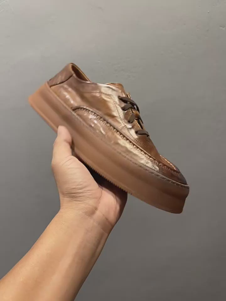 Retro soft leather men's shoes - fashionable casual shoes - men's lace-up breathable shoes