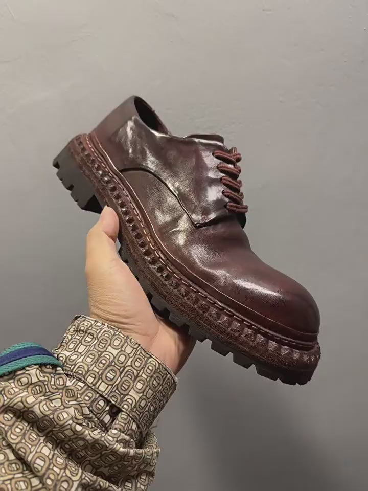 Handmade leather casual shoes, with retro horsehide material, high-end business casual men's shoes