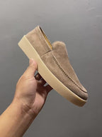 Men's casual leather flat loafers, with breathable round-top lace-up design, suitable for daily wear