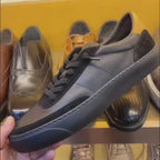 New leather upper shoe style - Excellent breathability, black sole. Very comfortable and casual.